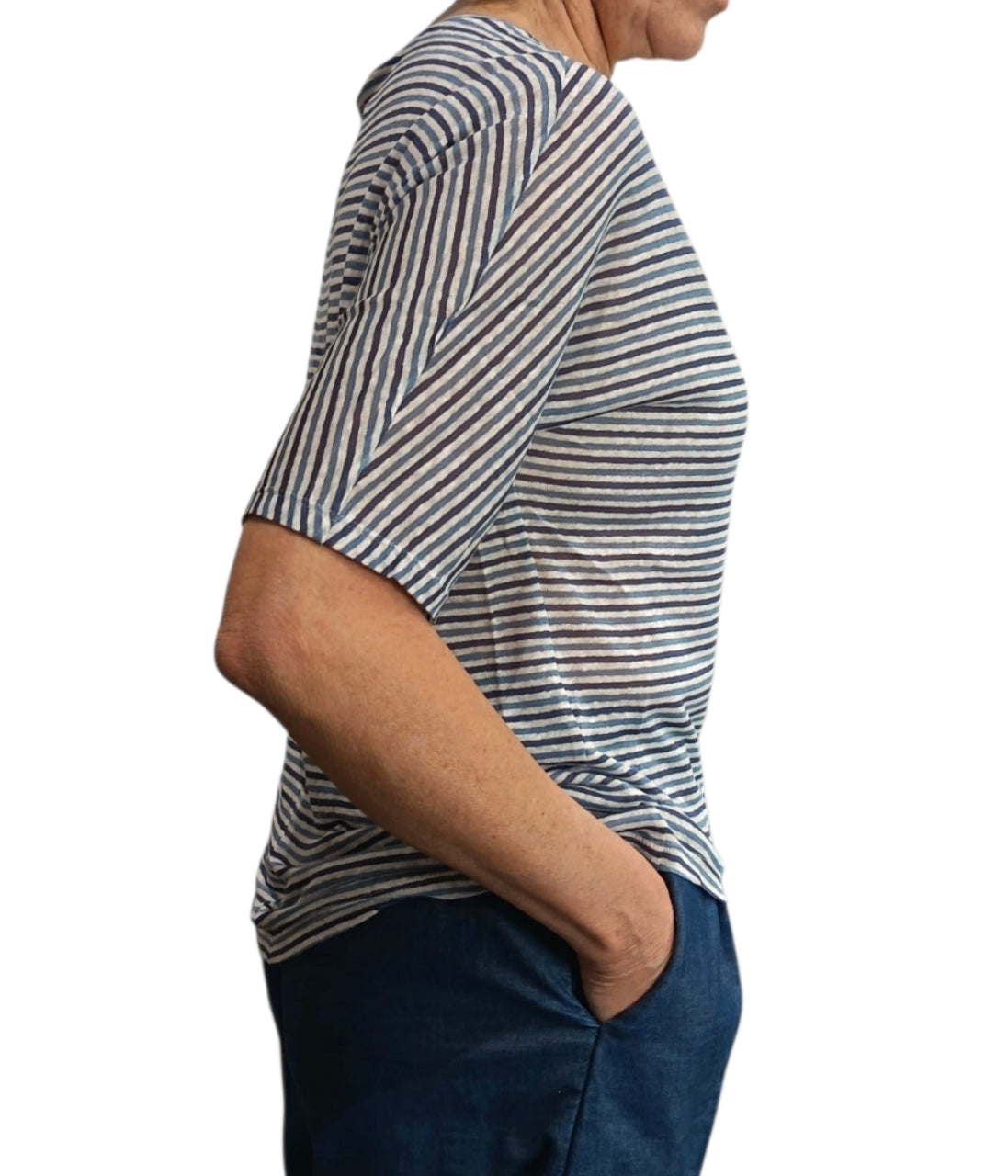 T-shirt righe scollo a V